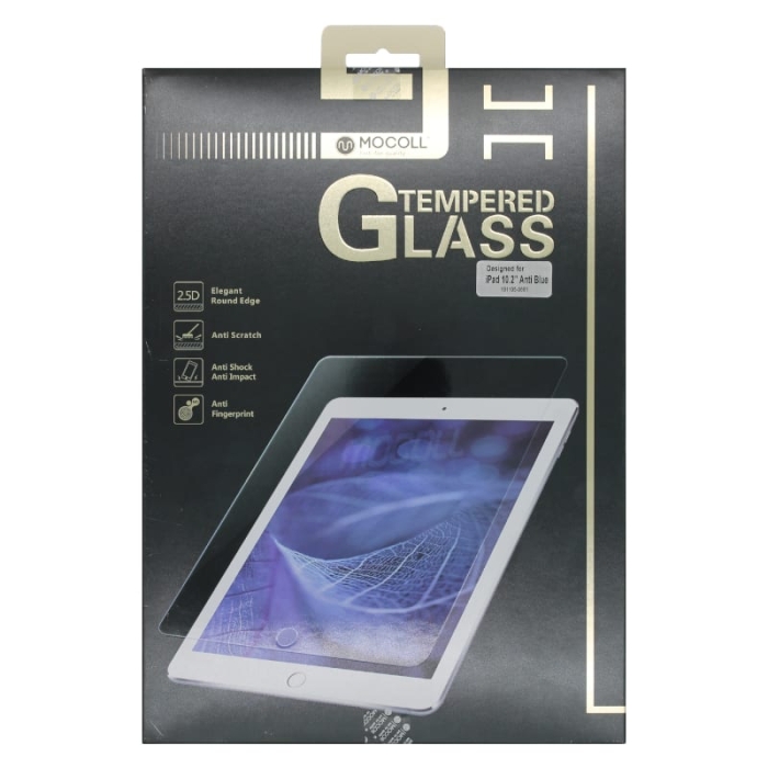 Mocoll 2.5D Tempered Glass Full Cover Blue Light Filter Screen Protector for iPad 10.2" - Clear