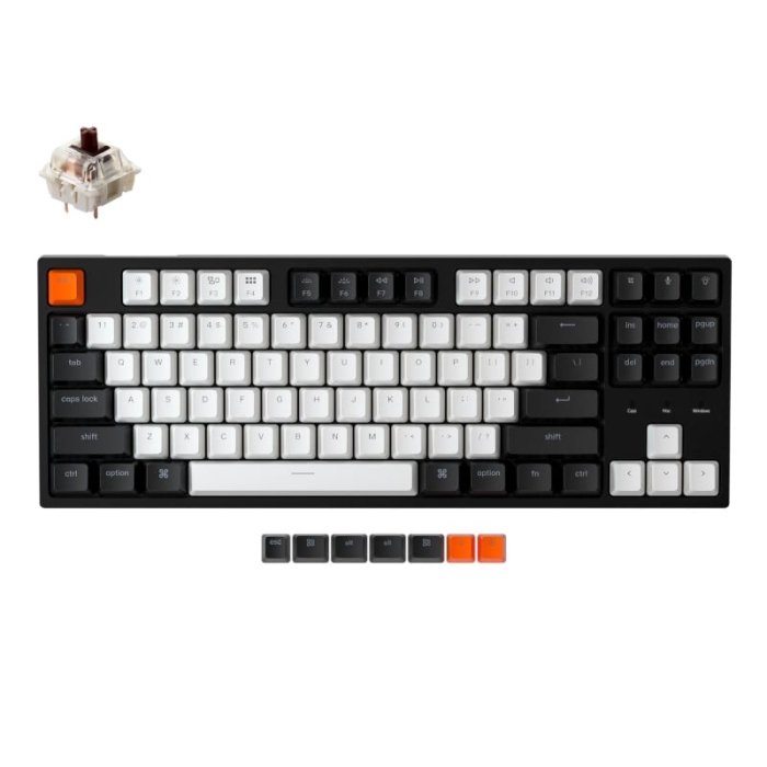 KeyChron C1 87 Key Gateron Mechanical Wired Keyboard White LED Brown Switches