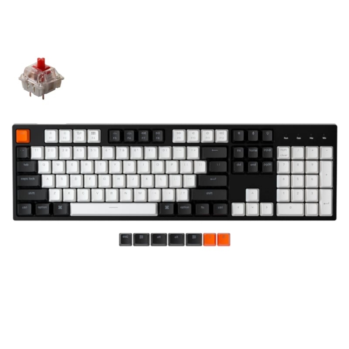 KeyChron C2 104 Key Gateron Mechanical Wired Keyboard White LED Red Switches