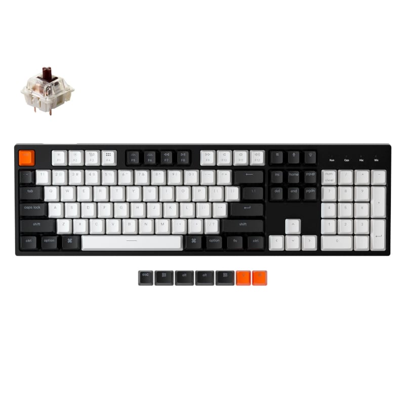 KeyChron C2 104 Key Gateron Mechanical Wired Keyboard White LED Brown Switches