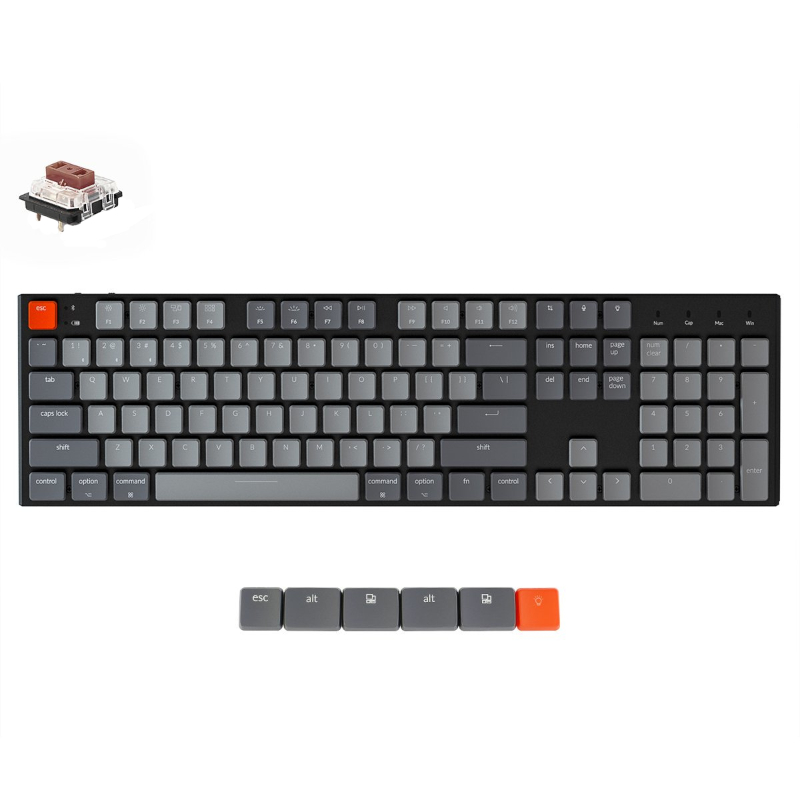 KeyChron K1 104 Key Low Profile Gateron Mechanical Keyboard RGB Brown