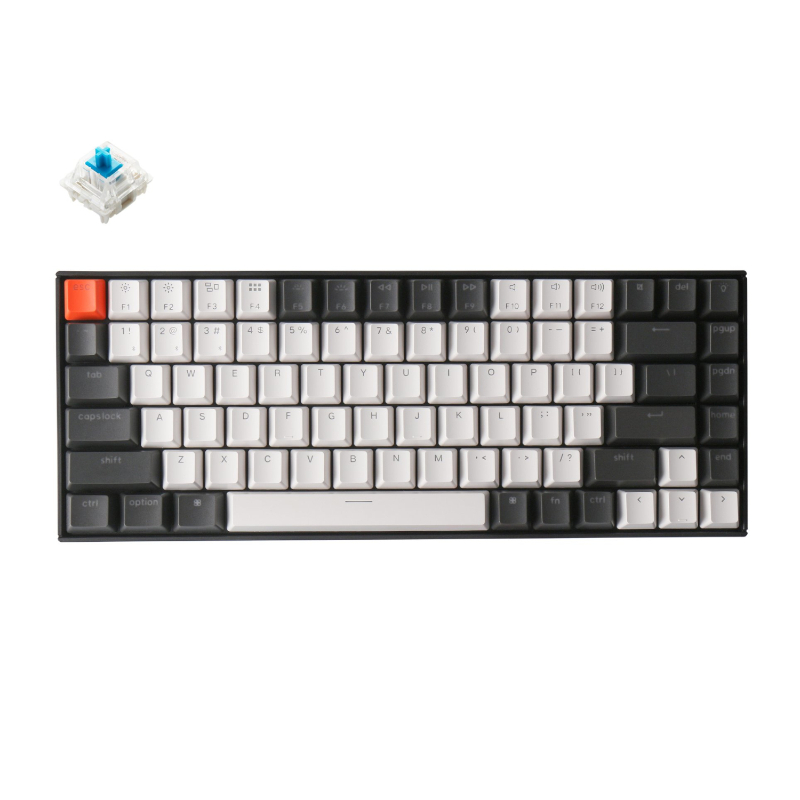 KeyChron K2 84 Key Hot-Swappable Gateron Mechanical Keyboard White LED Blue Switches