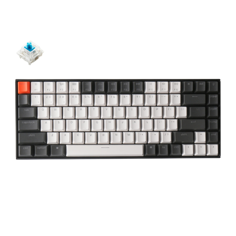 KeyChron K2 84 Key Hot-Swappable Gateron Mechanical Keyboard Plastic Frame RGB LED Blue Switches