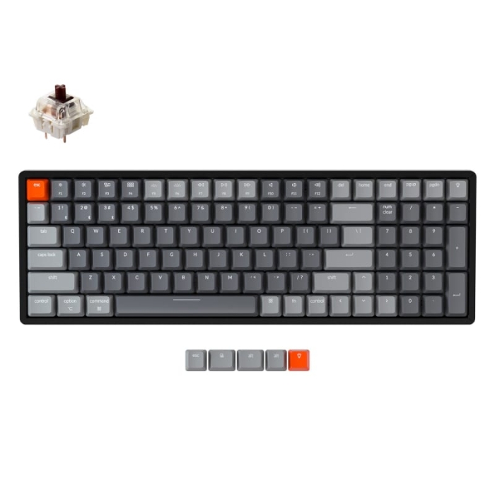 KeyChron K4 100 Key Alunum Frame Hot-Swappable Gateron Mechanical Keyboard RGB Brown Switches