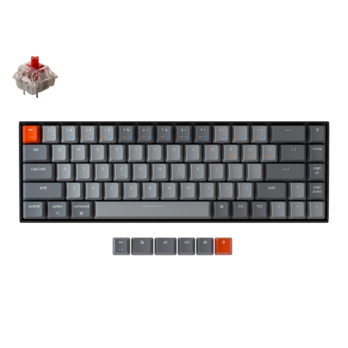 KeyChron K6 68 Key Gateron Mechanical White LED Red Switches