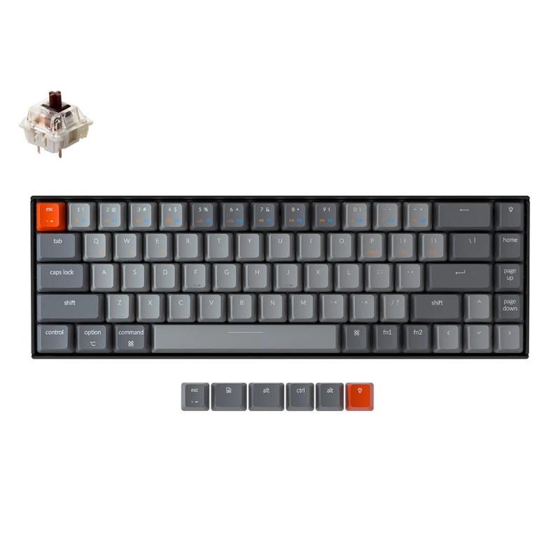 KeyChron K6 68 Key Gateron Mechanical White LED Brown Switches