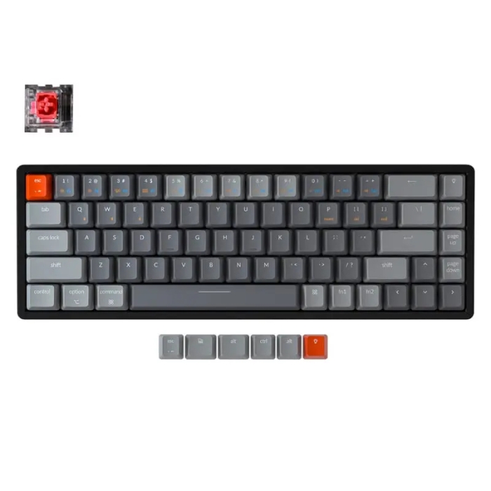 KeyChron K6 68 Key Alunium Frame Optical Mechanical Keyboard RGB Red