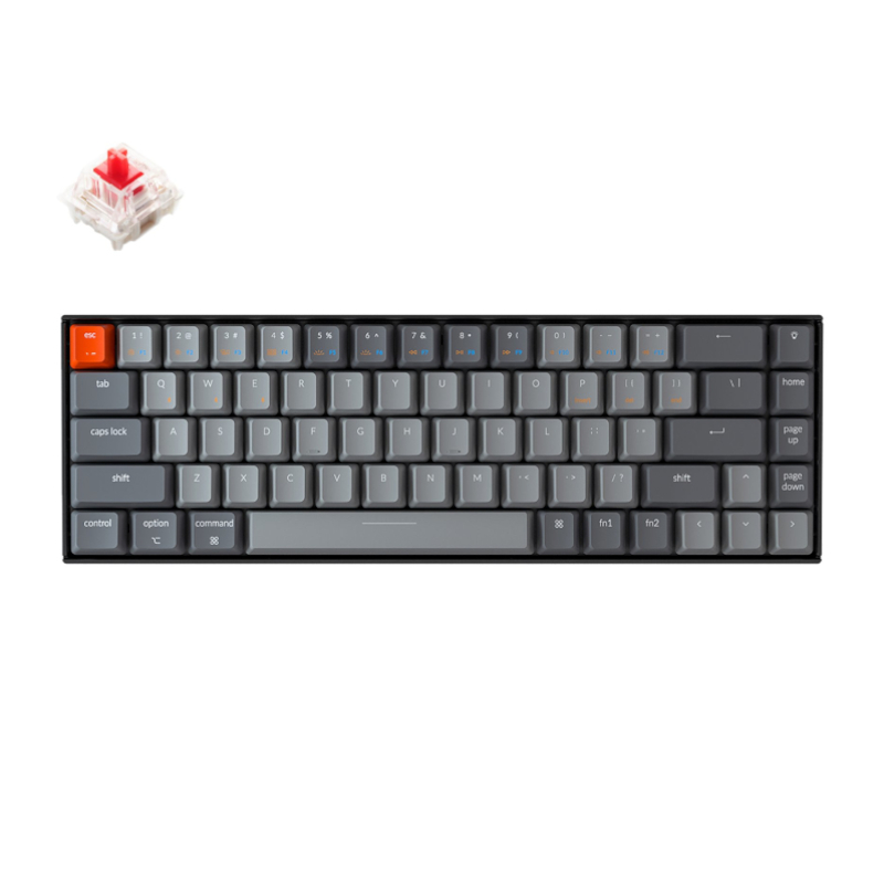 KeyChron K6 68 Key Hot-Swappable Mechanical Keyboard White LED Red