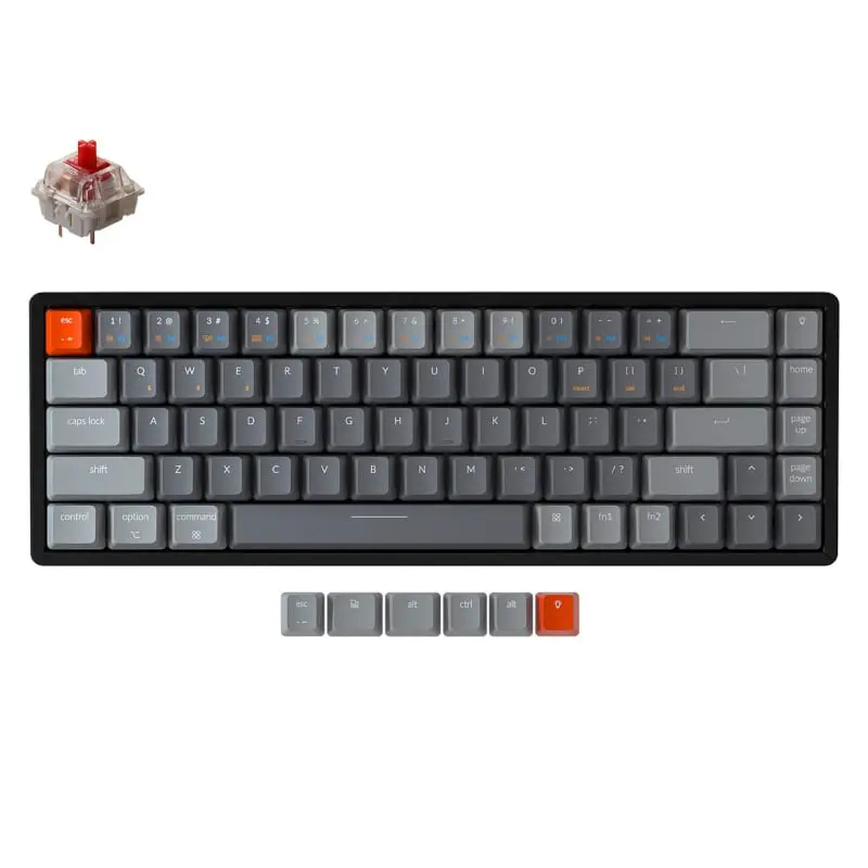 KeyChron K6 68 Key Alunium Frame Hot-Swappable Mechanical Keyboard RGB Red