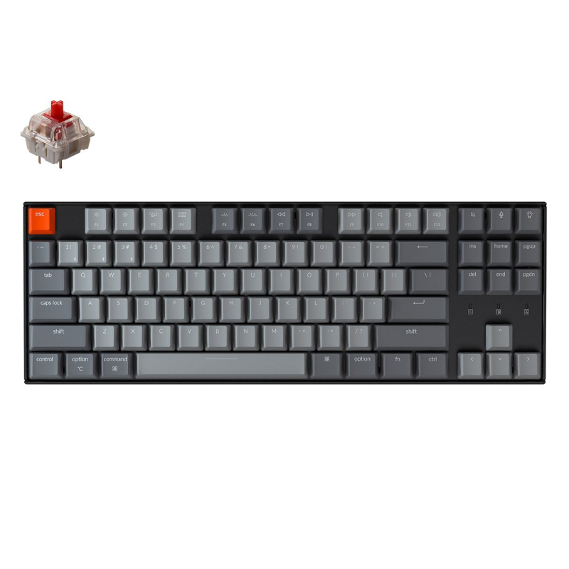 KeyChron K8 87 key Gateron Mechanical Keyboard White LED Red Switches