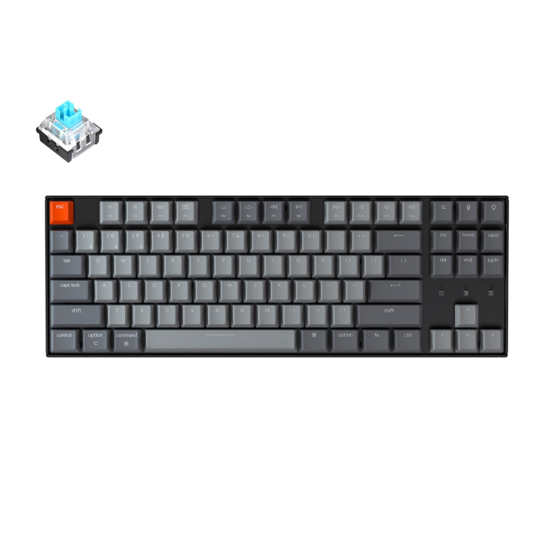 KeyChron K8 87 Key Gateron Hot-Swappable Optical Mechanical White LED Blue Switches