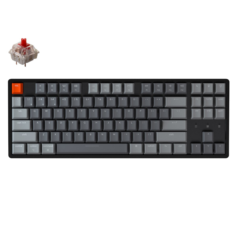 KeyChron K8 87 Key Alunium Frame Hot-Swappable Gateron Mechanical Keyboard RGB Red