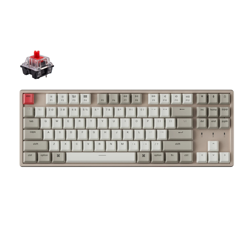 KeyChron K8 87 Key Hot-Swappable Gateron Alunium Frame Mechanical Keyboard Non-Backlit Red