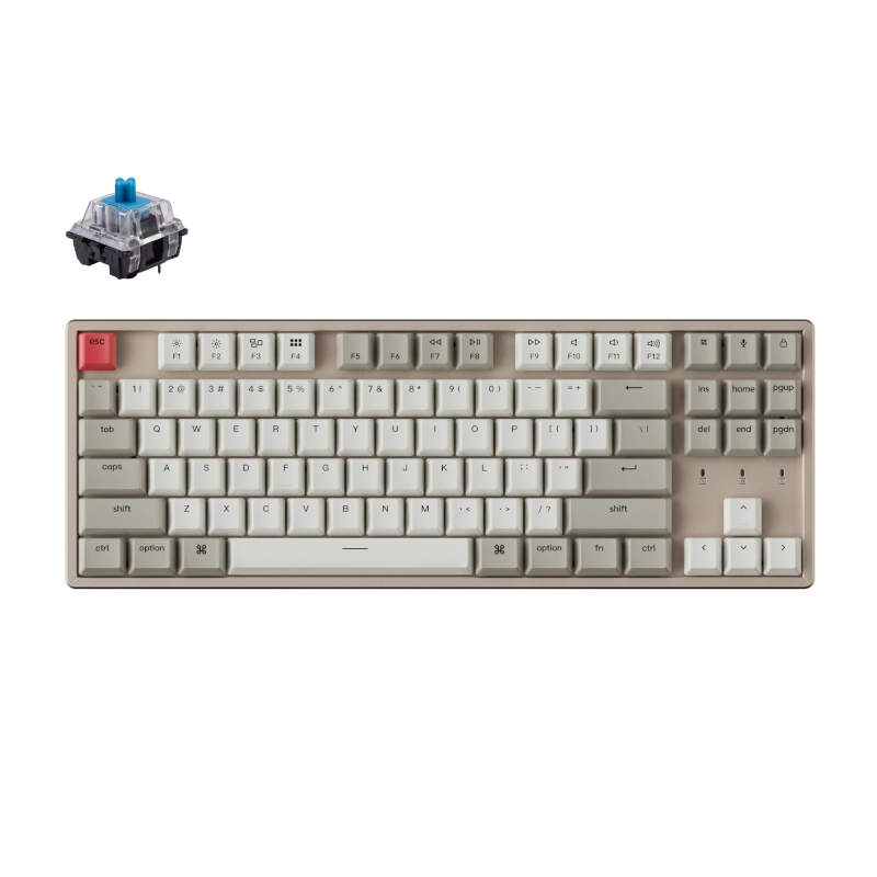 KeyChron K8 87 Key Hot-Swappable Gateron Alunium Frame Mechanical Keyboard Non-Backlit Blue